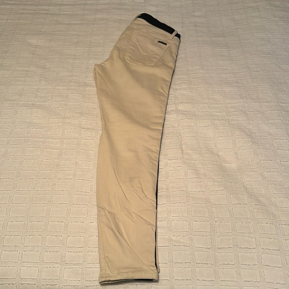Hudson Denim. Ivory with Black side stripe. Size 29.